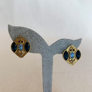 Vintage Blue Rhinestones Earrings