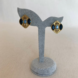 Vintage Blue Rhinestones Earrings