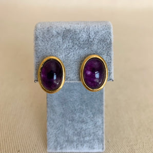 Vintage Oval Purple Stud Earrings