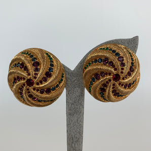 Vintage Swarovski Swirl Multicolored Earrings