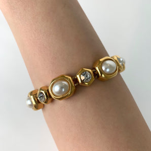 Vintage Pearls and Rhinestones Bracelet