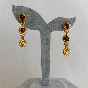 Vintage Dangle Earrings with Brown Stones