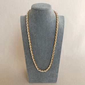 Vintage Gold Chain Necklace with White Beads