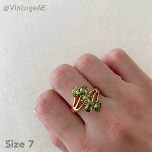 Vintage Green Rhinestones Ring