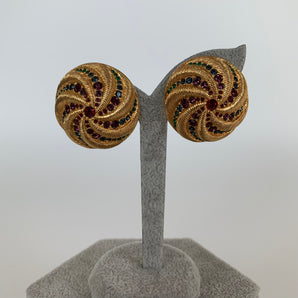 Vintage Swarovski Swirl Multicolored Earrings