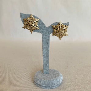 Vintage Matte Gold Snowflake Earrings