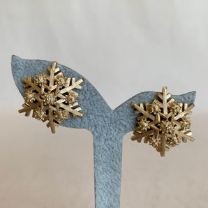 Vintage Matte Gold Snowflake Earrings
