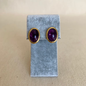 Vintage Oval Purple Stud Earrings