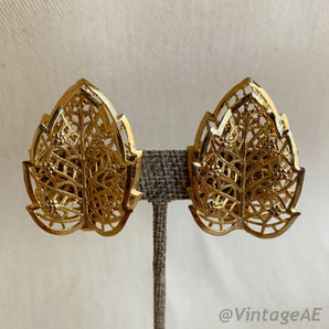 Vintage Large Leaf Earrings