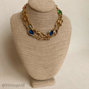 Vintage Necklace with Multicolored Stones