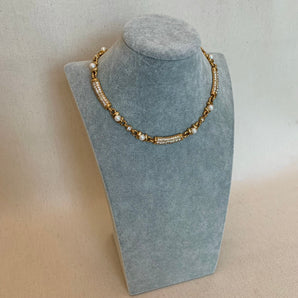 Vintage Pearl & Rhinestones Necklace