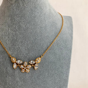 Vintage Rhinestone Flower Necklace