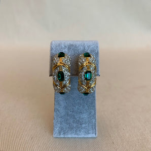 Vintage Green Rhinestone Earrings