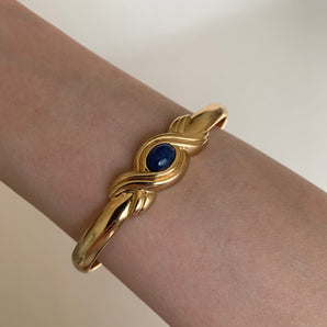 Vintage Gold Bangle with Navy Stone