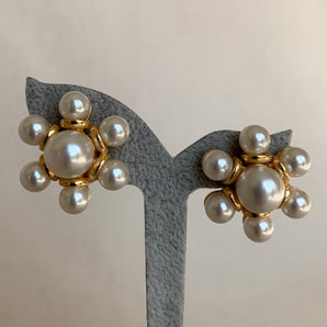 Vintage Pearl Flower Earrings