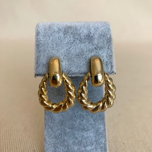 Vintage Golden Door Knocker Earrings