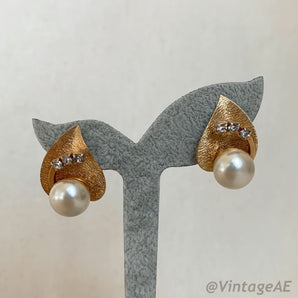 Vintage Pearl Leaf Earrings