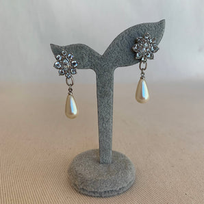 Vintage Silver Pearl Drop Earrings